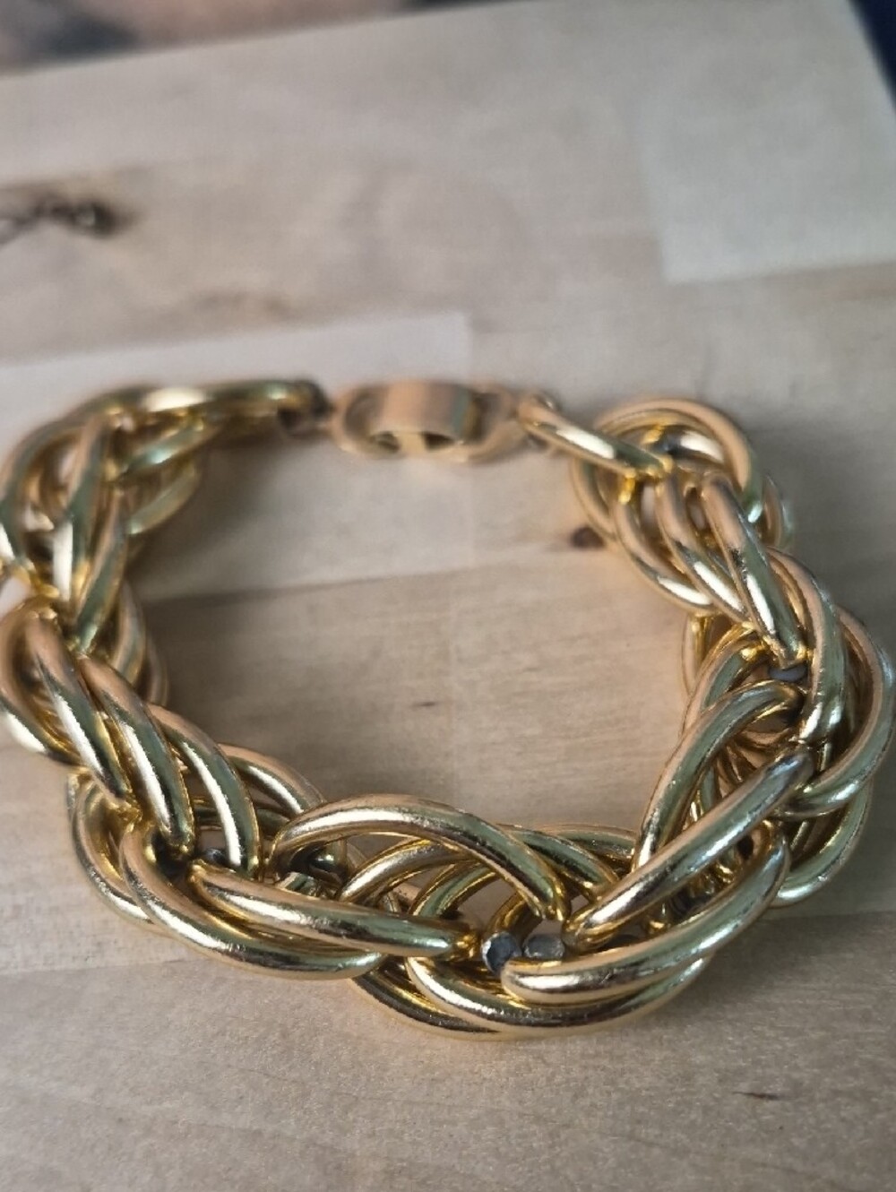 Gold-Tone Chunky Link Necklace - Fine Chain And Chunky Bracelet - Picture 2 of 14